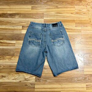 Vintage 90s Y2K Enyce Blue Denim Skate Hip Hop Baggy Jean Shorts Jorts~36~